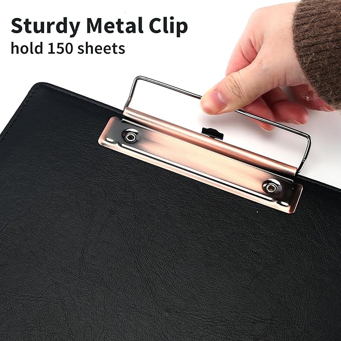 A4 Clipboard,3 Pack PU Clipboards with Hanging Hole for Office,School or Restaurant,Black