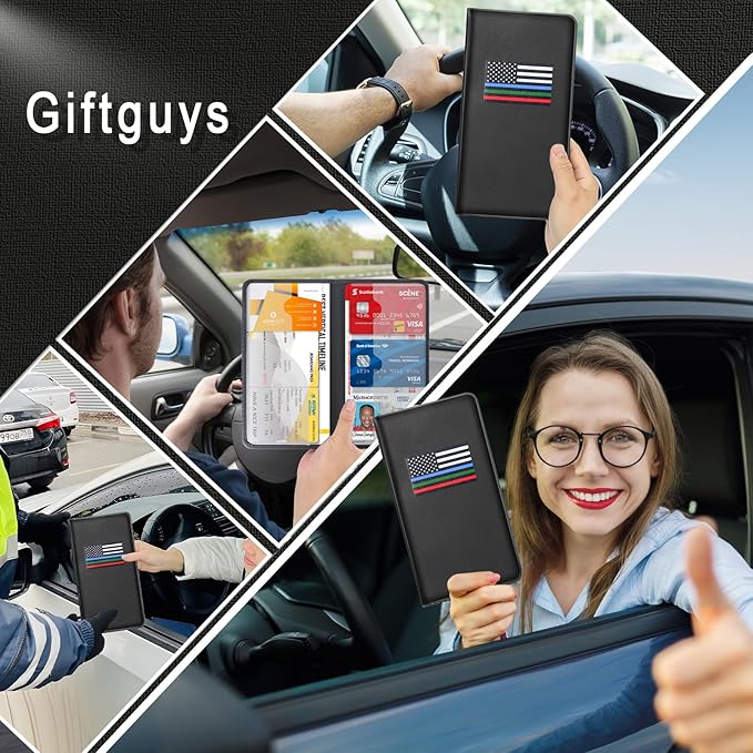 Car Insurance and Registration Card Holder | for BMW Ford Tesla Cadillac All Cars | Store Cards, ID License & Essential Documents | Premium Leather with Magnetic Closure