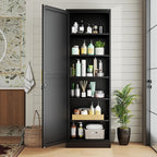 Metal Locker Cabinet, 19.7’’W Narrow Lockable Single File Storage Cabinet, Bathroom Cabinet with Lock and Adjustable Shelves for Living Room, Home Office, Kitchen, Black