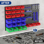 WORKPRO Pegboard Organizer Wall Mounted, 44PC Tool Storage Rack with Bins and Hooks, Peg Board Wall Organizer for Garage Organization, Workshop, Craft Room, Tool Wall Storage System