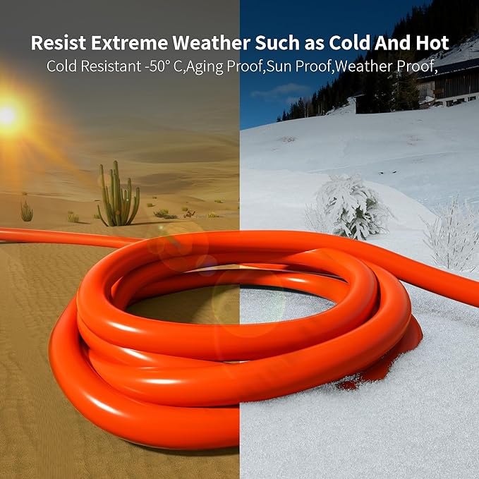 HUANCHAIN 12/3 Gauge Heavy Duty Outdoor Extension Cord 10 ft Waterproof with Lighted end, Flexible Cold-Resistant 3 Prong Electric Cord Outside, 15Amp 1875W 12AWG SJTW, Orange, ETL