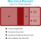 Wisdompro Small Car Registration and Insurance Documents Holder - Premium PU Leather Vehicle Glove Box Paperwork Wallet Case Organizer for ID, Driver's License, Key Contact Information Cards