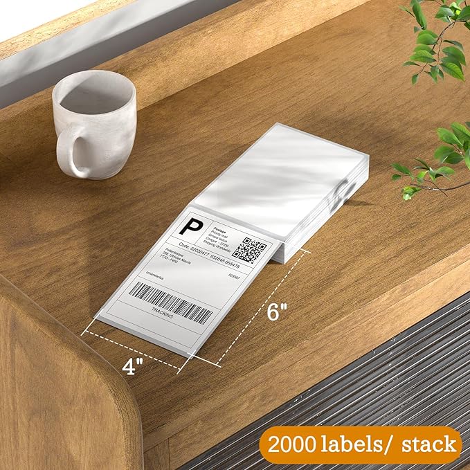 SJPACK 4" x 6" Thermal Labels, 2000 Fanfold Labels, Direct Thermal Shipping Label Compatible with Nelko, Rollo, Zebra, Brother, Orgbro, Munbyn, Jadens Shipping Label Printer, Commercial Grade