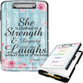 Clipboard with Storage High Capacity Plastic Nursing Clipboards with Pen Holder File Folder Storage Box Clipboard with Heavy Duty Clips for Teacher,Doctor,Offices-Bible Quote Proverbs 31-25