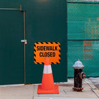 9 Pcs Plastic Sidewalk Closed Sign Bulk for Traffic Cones Top Road Warning Signs 10.4" Height x 12.6" Width x 0.05" Thickness for Outdoor Barricade Construction Caution