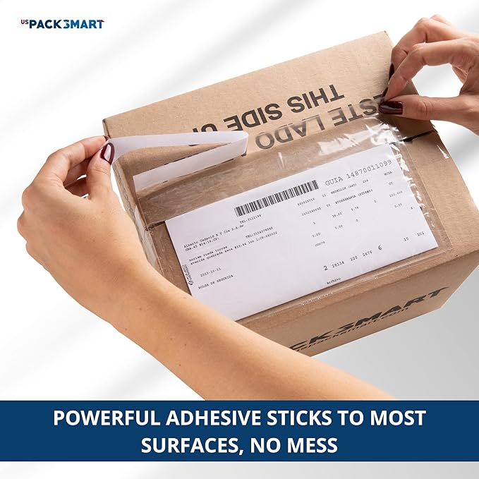 200 Units, 7.5"x5.5" Clear Packing List Shipping Label Envelopes - Heavy Duty Adhesive, Ideal for Labels, Invoices & Documents
