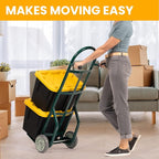 HaulPro Heavy Duty Hand Truck with Double-Grip Handle - Steel Dolly Cart for Moving - 800 Pound Capacity - 8" - Rubber Wheels - 50" H x 18.5" W with 14" x 9.5" Nose Plate - Green