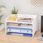 Bamboo Desk Organizer Mail Holder Countertop Letter Tray File Organizer for Desk Letter Sorter Paper File Storage for School Home Office Supplies