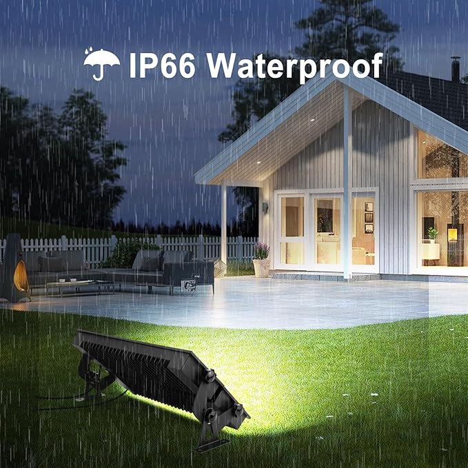 FastDeng 2 Pack LED Shop Lights, 150W 18000lm 5000K Daylight LED Garage Light, IP66 Waterproof Outdoor Flood Light with US Plug 10FT Cord and Switch for Workshop Yard Factory Warehouse
