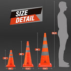 RoadHero 28 Inch 4 Pack Collapsible Traffic Safety Cones, Multi Purpose Pop-up Cones with Reflective Collar for Road Safety, Orange Cones for Driving Training, Parking Lots