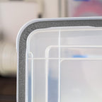 IRIS USA WeatherPro 156 Qt Storage Bins with Lids, 3 Pack, BPA-Free Plastic Gasket Box with Tight Latch and Seal, Stackable Nestable Tote Tub - Clear/Black
