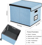 Huolewa File Organizer Box with Lid, Collapsible File Folder Organizer for Office Document Storage, Filing Box with Plastic Slide for Letter Size Hanging File Folders(1 Pack, Powderblue)