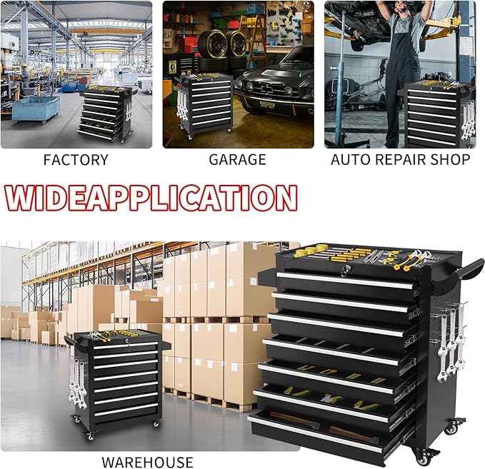 7-Drawer Tool Chest on Wheels, Rolling Metal Toolbox with Wheels & Drawers, Tool Cart Cabinet, Suitable for Garage, Moving/Gift/Daily Use ﻿