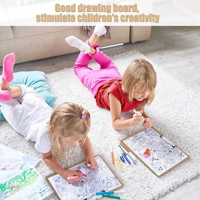 Sherr 6 Pcs Large 9 x 13 Inch Wooden Large Landscape Clipboards with Low Profile Clip Horizontal Clipboard Layout for School Classroom Office Drawing Art Back to School Supplies
