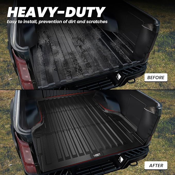 LASFIT 5.0ft Bed Mat for Ford Ranger 2023 2022 2021 2020 2019 Truck Bed TPE All Weather Protector Easy Clean Durable Bed Liner - Not Fit for Drop in Bedlienr