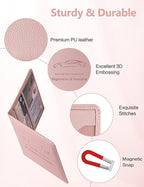 Mymazn Car Registration & Insurance Holder - PU Leather Document Holder with Magnetic Closure for Driver's License & Essential Papers, Pink