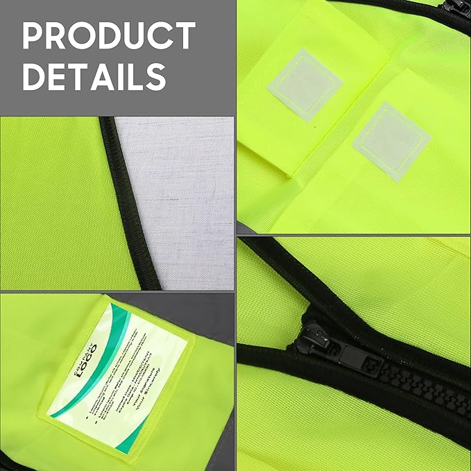 Reflective Safety Vest for Men Women with 5 Pockets and Zipper Front High Visibility Construction Vest Meets ANSI/ISEA Standards