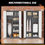 Greenvelly Metal Storage Cabinet with 2 Doors, 72” Steel Storage Wardrobe Cabinet, Employees Locker Closet Clothing Coat Steel Wardrobe Cabinet with Hanging Rod for Garage, Home Office (Grey White)