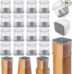 Ansible 24 Pcs Chair Leg Floor Protectors Square, Silicone Felt Furniture Leg Pads Caps Covers for Hardwood Floors (Fit:1-1/16" to 1-5/8")