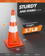 [48 Pack] HiGiant 28 inch Traffic Safety Cones with Reflective Collars, Sturdy Orange PVC Cones for Road Safety, Parking lot and Driving Training