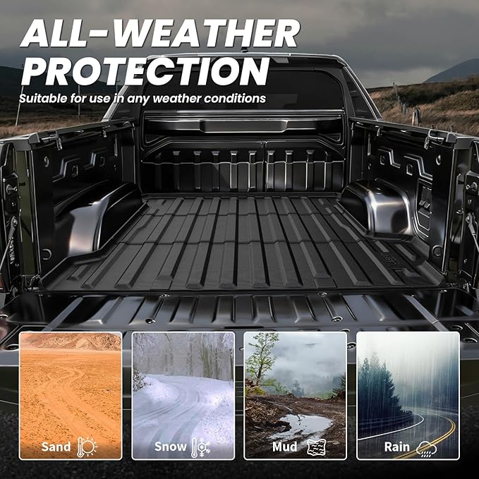 LASFIT Truck Bed Mat for Chevrolet Chevy Silverado EV WT 2024-2026 5.9FT Only (Not Fit RST/LT/2026 Trail Boss) Bed Liner Custom Fit, All Weather Protection TPE Pickup Car Bed Cargo Trunk Liner