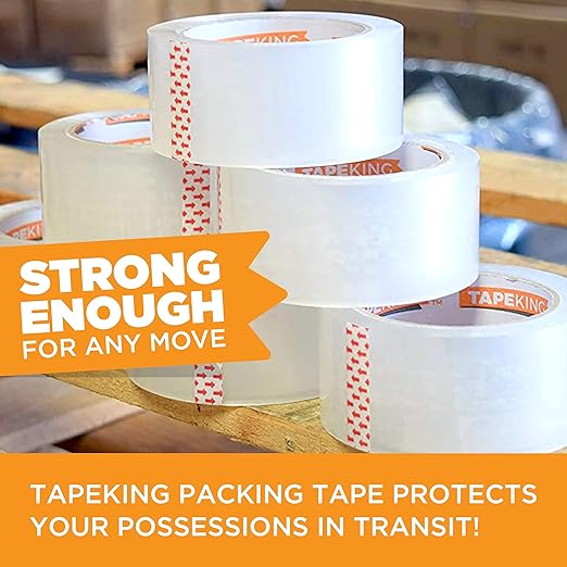 Tape King Clear Packing Tape - 60 Yards Per Roll (Pack of 6 Rolls) - Stronger & Thicker 2.7mil, Heavy Duty Adhesive Industrial Depot Tapes for Moving Packaging Shipping, Office & Storage