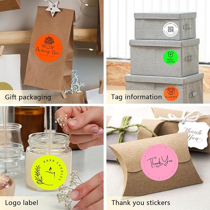 3X3 Inch Round Thermal Labels Circle Color Coding Labels Printable Waterproof 500PCS Round Stickers Adhesive Writable for Office, Garage, DIY Sticker, Barcodes, Name Tag, Fluorescent Orange