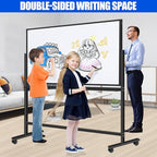 Large Rolling White Boards on Wheels 60 X 36 Inches Magnetic Dry Erase Board with Stand, Double-Sided 5' x 3' Whiteboard with Stands Stand Up White Board for Office, School, Home