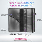Car Registration and Insurance Card Holder - Pink Bows Cherries Leather Document Organizer & Bifold wallet for License, Insurance Cards | Fits Vehicle Glove Box & Visor