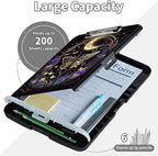 Clipboard with Storage,Clip Boards 8.5X11 with Storage & Pen Holder,Heavy Duty Plastic Nursing Clipboards Foldable,Coaches Clipboard Folder Case,School Office Supplies，Butterfly Flowers & Gold Moon