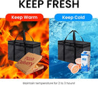 NZ home XXL Insulated Cooler Bag and Food Warmer for Delivery & Grocery Shopping with Zippered Top, Gray (1 Pack)