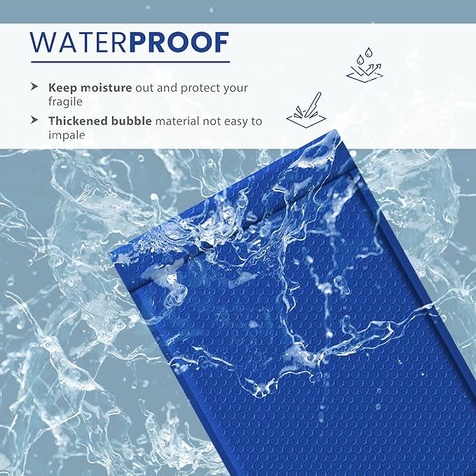 Royal Blue 9.5x14.5 Inch Poly Bubble Mailers #4 | Self Seal Large Padded Envelopes | Air Cushioned Bubble Mailer | Usable Size 9.5x13 Inch Waterproof Lightweight Mailing Shipping Bags | 100 Pack Bulk