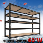 3500LBS Garage Shelving 60" W Metal Shelving 72" H Storage Shelves Heavy Duty 5 Tier Adjustable Shelving Unit for Storage Rack Pantry Shelf Commercial,60" W x 18" D x 72" H,2PC