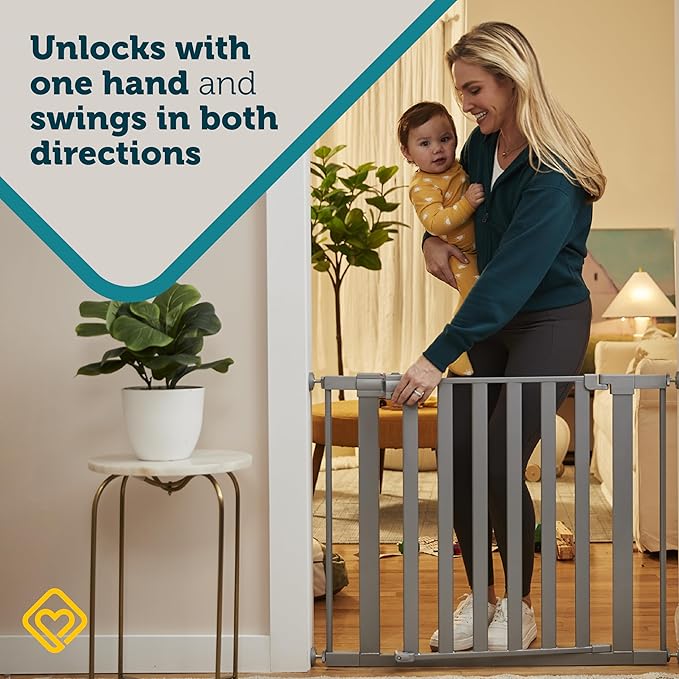 Safety 1st Baby Gate, Adjustable 29"-38" Wide, Pressure Mount | Walk Through Door | Silver | 2-Pack | Pet Compatible