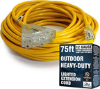 75 ft Outdoor Extension Cord Waterproof - 12 Gauge Heavy Duty Extension Cord 75 ft - Lighted Outdoor Extension Cords with Multiple Outlets - Watts Wire - 75' Grounded - extensiones electricas