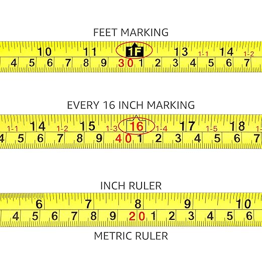 Amazon Basics Retractable Tape Measure with Push Button, Easy to Use, 16 Feet, Pink
