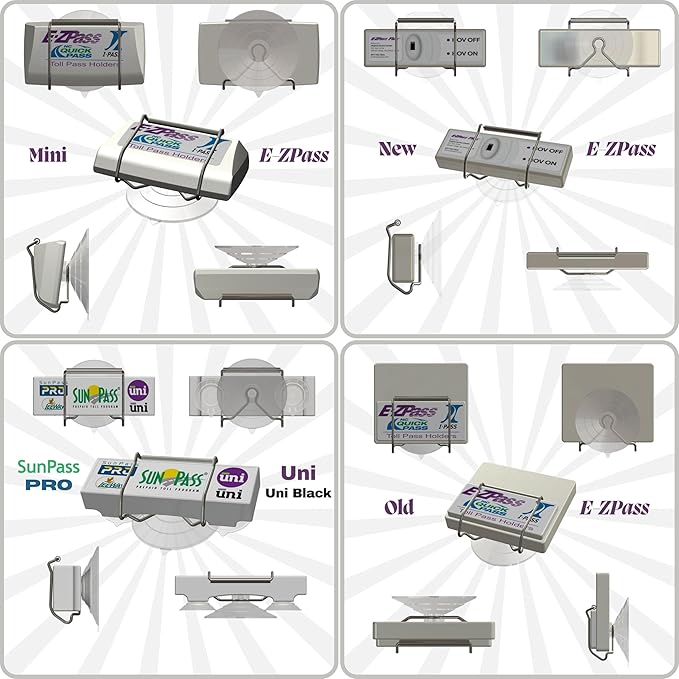 Indestructible Toll Pass Holder with Largest Suction Cup for EZ-Pass, I Pass, FasTrak, SunPass & SunPass Pro, Uni, NC QuickPass, EPass Xtra, 91 Express Lanes & More - Made in USA