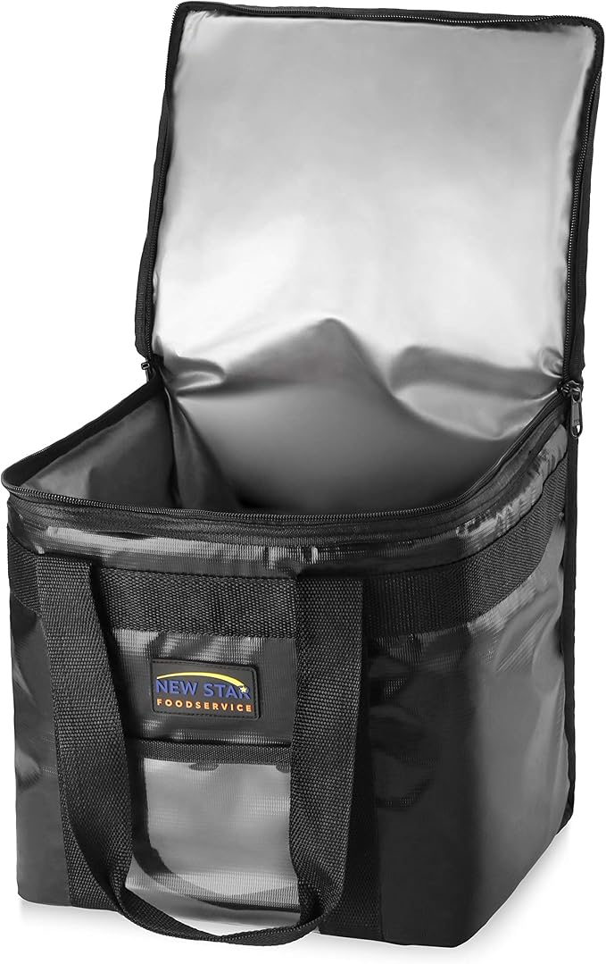 New Star Foodservice 1028690 Commercial Quality Insulated Food Delivery Bag Full-Size, (21.5" W x 11" H x 12.5" D), Black