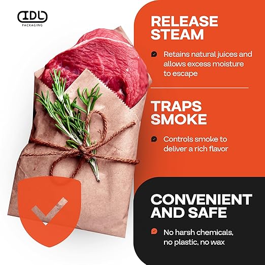 Peach Butcher Paper 18" x 12000" (1000 feet) with Cutter - USA-Made Natural Butcher Paper Roll for Meat & Fish - Uncoated Food-Grade Material for Smoking, Grilling & Barbecue by IDL Packaging