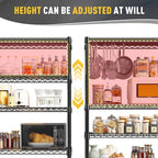 REIBII Storage Shelves, 5-Tire Wire Shelving Load 1000LBS Metal Shelves for Storage Adjustable Garage Shelving Unit Wire Shelf Rack Kitchen Storage Rack Pantry Shelves 31.5''W x 15.7'' D x 71''H