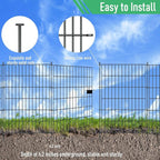 10 Panels Garden Fence Dog Fence Outdoor for Yard,24in H x 20ft L Rustproof Metal Fencing with Ground Stakes|No Dig Temporary Animal Proof Containment for Pets/Rabbits|Durable Patio Security Panels