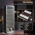 Tylza Wine Fridge 24 Inch, 189 Bottles Large Wine Cooler Refrigerator, Built-in or Freestanding Tall Wine Cooler with Upgraded Compressor, Low Noise, Fast Cooling and Intelligent Temperature Memory