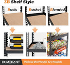 HOMEDANT 5 Tier Storage Shelves Adjustable Laminated Boltless Garage Metal Shelving Unit Heavy Duty Utility Rack Shelf Warehouse Pantry Closet Kitchen (10, (S) 28" W, Black)