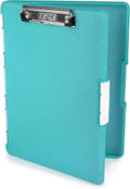 Dexas Slimcase 2 Plastic Clipboard with Storage and Side Opening, Teal Glitter, Office Supplies Clipboards to Organize, Carry and Store, A4 Holder, Style and Functionality Nursing Clipboard