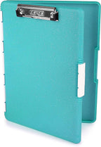 Dexas Slimcase 2 Plastic Clipboard with Storage and Side Opening, Teal Glitter, Office Supplies Clipboards to Organize, Carry and Store, A4 Holder, Style and Functionality Nursing Clipboard
