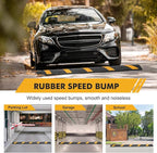 6FT Heavy Duty Recycled Rubber Speed Bump, 2 Pack 25,000 Lbs Capacity Modular Traffic Hump, 2 Channel Floor Cord Cover for Parking Lot, School, Warehouse, Durable & Portable