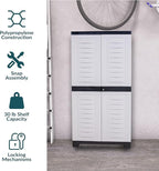 Sunnydaze Lockable Storage Cabinet - Indoor or Garage Storage Cabinet with 3 Adjustable Shelves - 48.75" H - Garage, Office, Home, Laundry Room - Gray