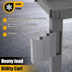 Utility Rolling Tool Cart, 40 x 17-Inch Plastic Rolling Carts, Huge Storage W/Deep 2-Shelf Heavy Duty Service Cart with Wheels, 550 lbs Capacity Organizer for Garage, Warehouse, Workshop