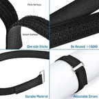 1"x19.7ft Hook and Loop Straps with 30 Buckles Adjustable Cut-to-Length Cable Ties - Reusable Nylon Fastening Tape Cable Straps for Storage or Organization (1in x 19.7ft)