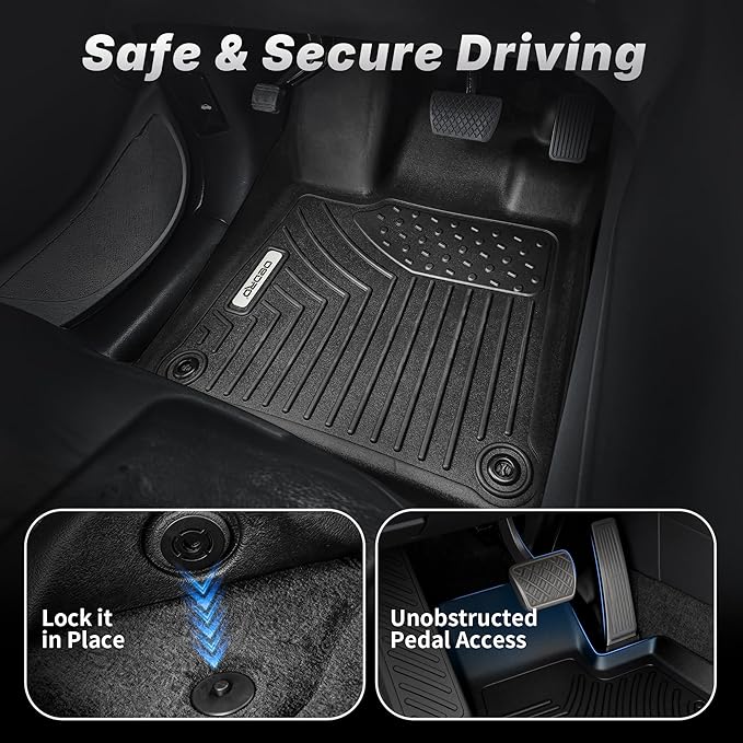 OEDRO Floor Mats Fit for 2010-2017 Chevrolet Equinox/2010-2017 GMC Terrain, All-Weather Car Floor mats TPE Custom Fit Front & 2nd Seat 2 Row Liner Set, Black